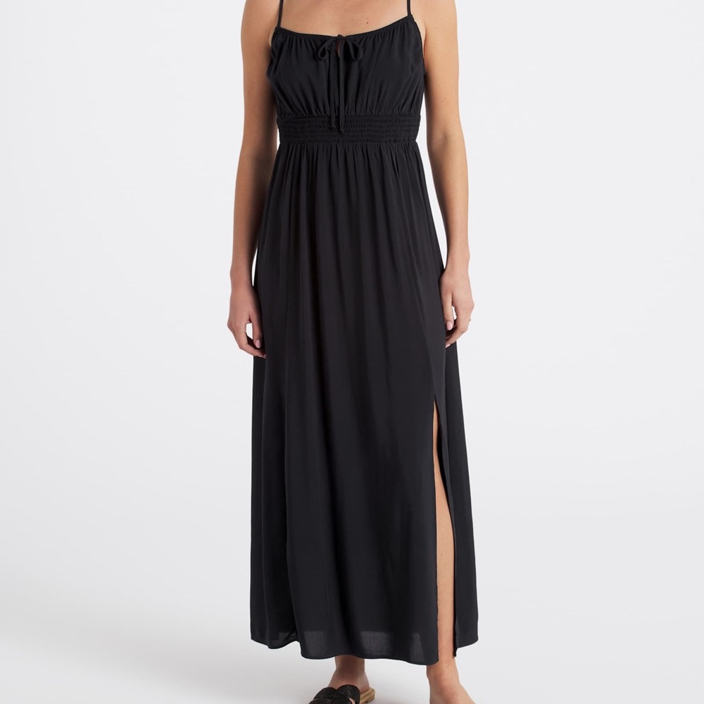 Mason & Belle Black Maxi Slip Dress with Spaghetti Straps